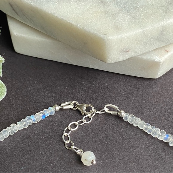 Genuine Ruby & Moonstone Beaded Choker Necklace in sterling silver - Picture 9 of 14